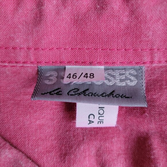 3 Suisses Women's Asymmetrical Pink Button-Up Size L/XL - Picture 6 of 8